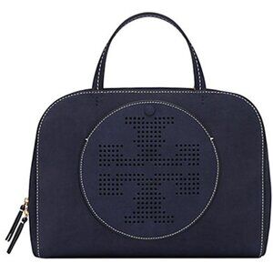 Tory Burch Perforated Suede Satchel - Navy - New With Tags